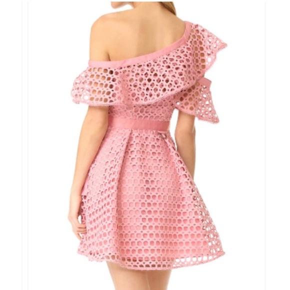 Self Portrait Lace Frill Off Lace Mini Dress With Pockets Pink Size 6 - Picture 12 of 12